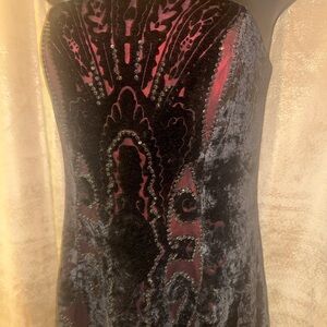 Rimini Strapless Dress in Black and Red Velvet